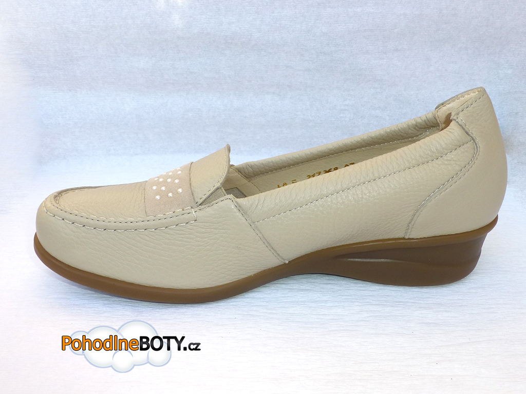 Mokasíny Vitaform béžové širší střih