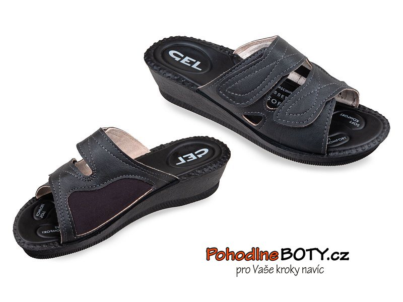 Dámské pantofle nazouváky Mjartan černý hallux gelová stélka 2817-D17-T77