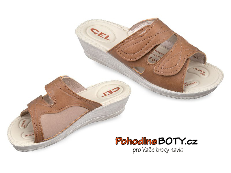 Dámský pantofel Mjartan hnědý hallux gelová stélka 2817 G13