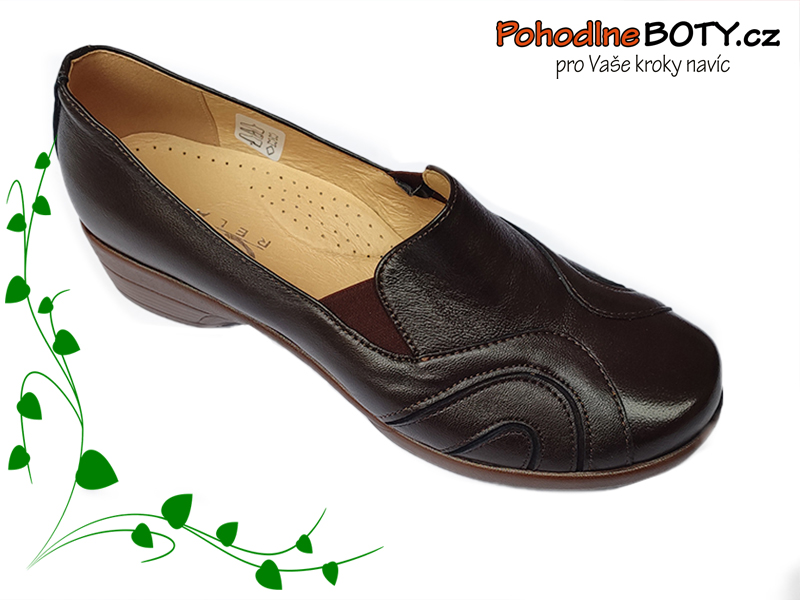 Dámské kožené hnědé mokasíny širší střih Aldex 1455