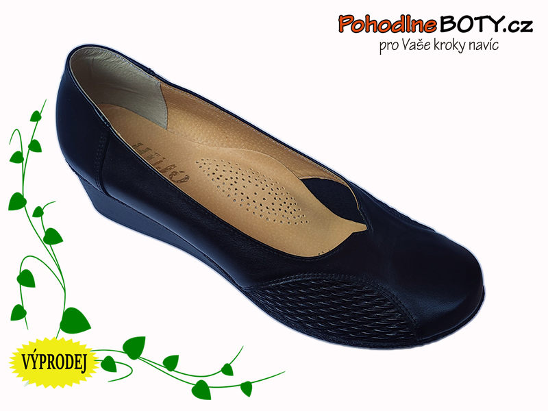 Dámské lodičky na klínku černé kožené Aldex 