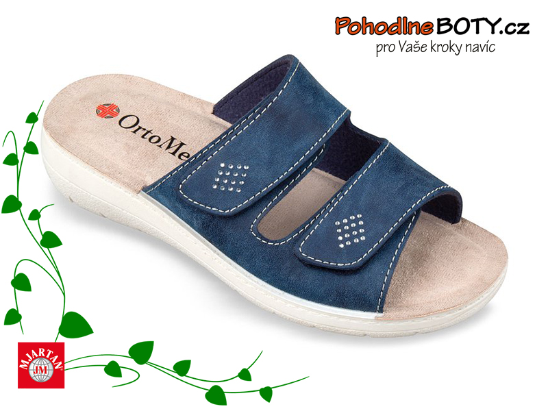 Dámský pohodlné nazouváky Ortomed 2622 modré suchý zip