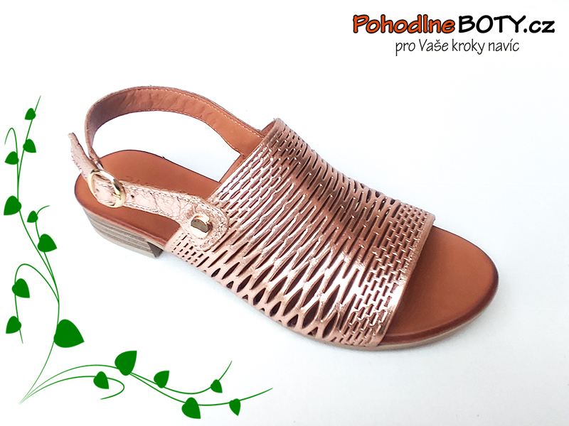 Dámské letní bronzové sandále Aurelia za patu nízký podpatek 