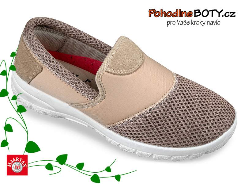 Dámské lehké tenisky béžové s gelovou stélkou prodyšné širší