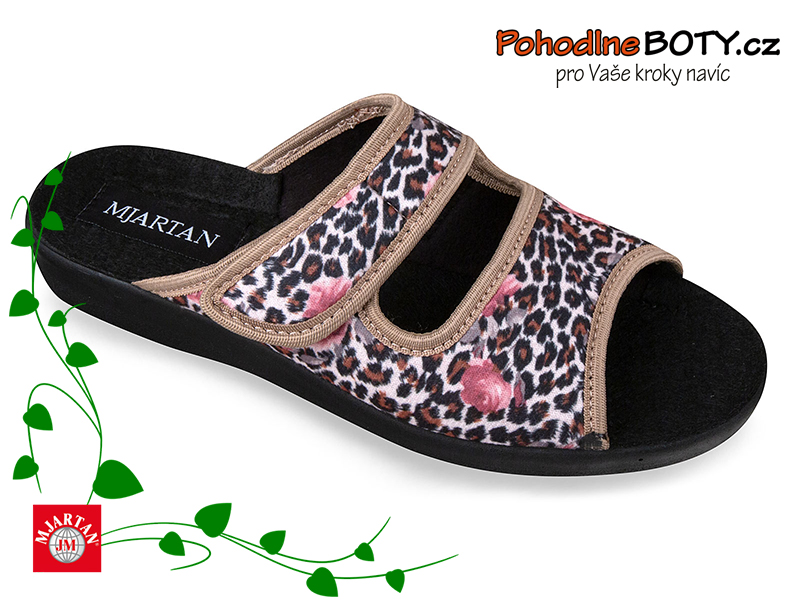 Dámské širší domácí pantofle Mjartan suchý zip 543
