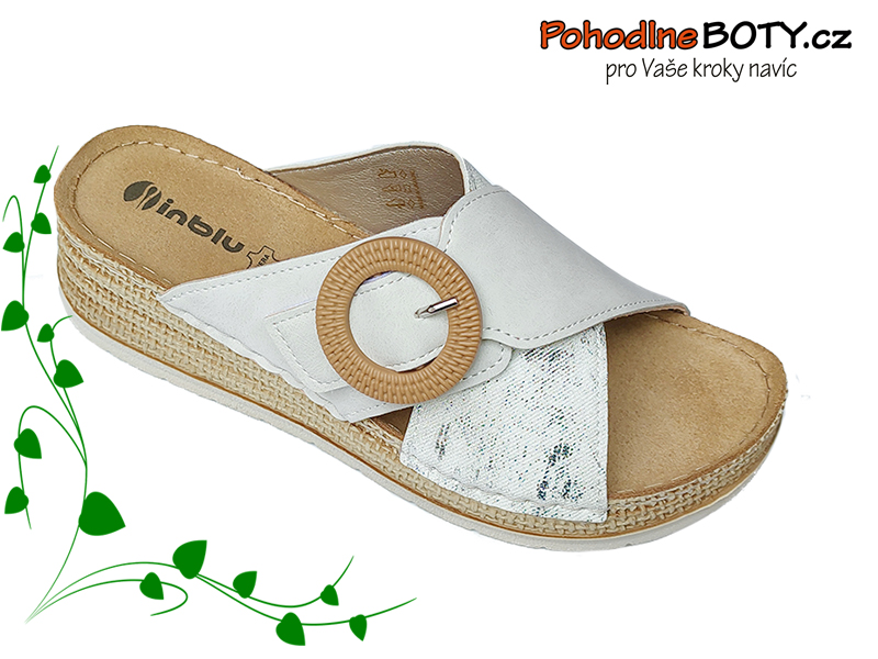 Dámské letní nazouváky Inblu na klínku krémové