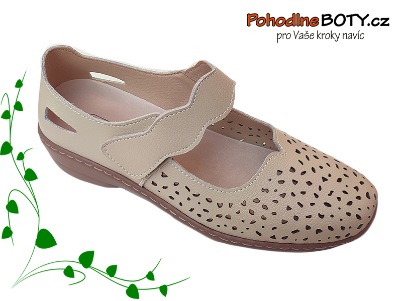 Dámské širší pohodlné baleríny Aurelia LR-31292 krémové