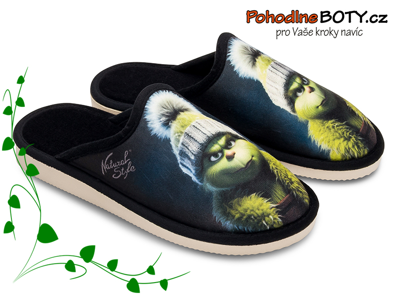 Domácí pantofle Natural Style s měkkou stélkou grinch