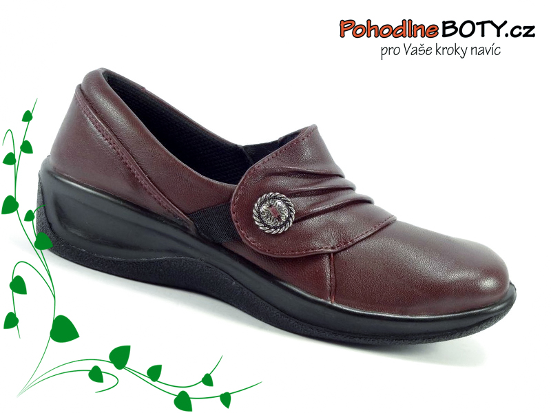 Dámské kožené polobotky Aurelia bordó PD-81