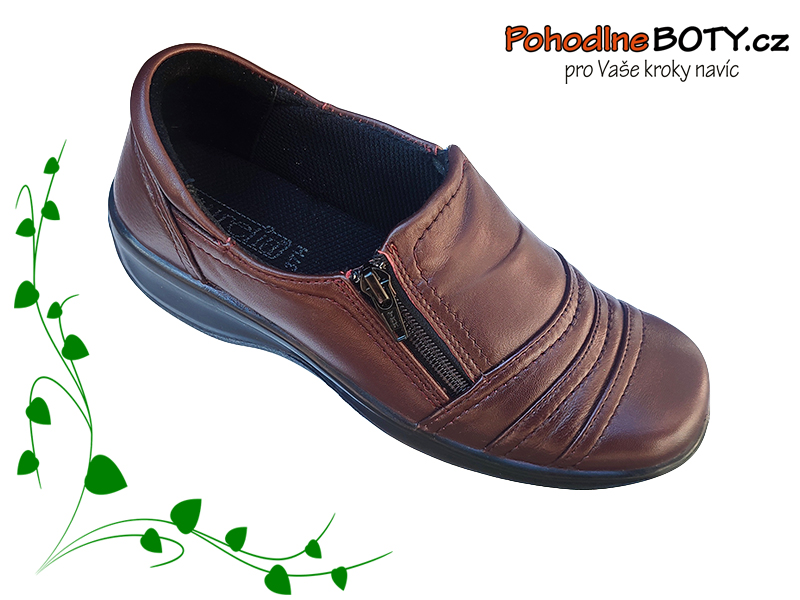 Dámské kožené polobotky vínové širší Aurelia PD1917