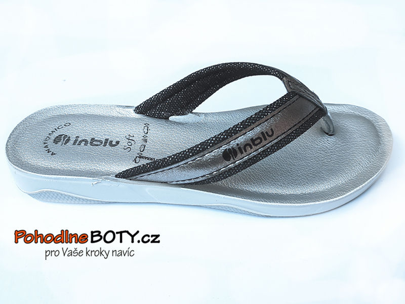 Stříbrné pohodlné žabky Inblu