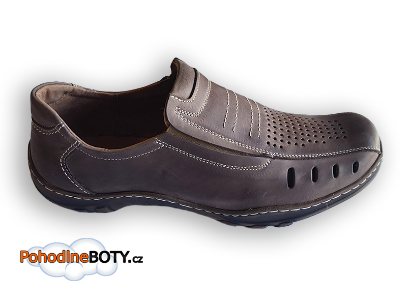 Kožené pánské mokasíny širší střih hnědé  Aldex