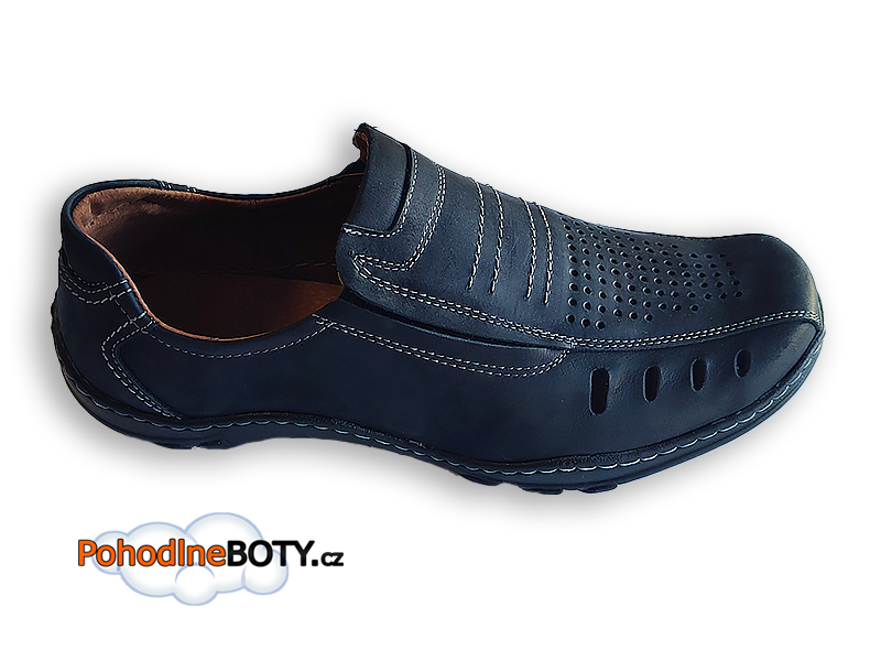 Kožené pánské mokasíny širší střih černé Aldex 506