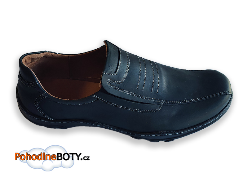 Kožené pánské mokasíny širší střih černé Aldex