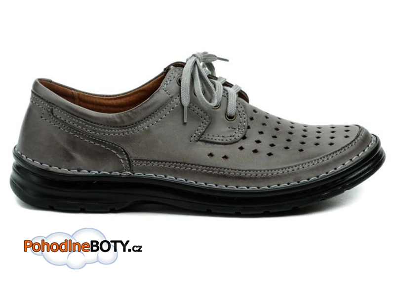 Pánské kožené polobotky šedé širší Wawel PA273/P