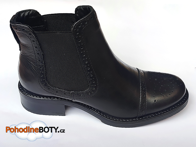 Dámské kotníkové boty kůže Effe tre černé 1254