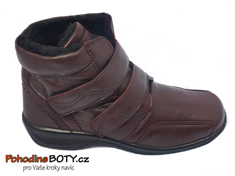 Dámská kotníková obuv na suchý zip Aurelia bordo 4697 