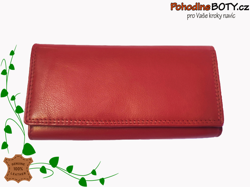 Dámská kožená peněženka červená a černá 1755Z