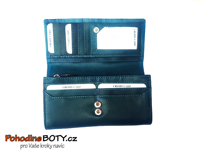 Dámská kožená peněženka tyrkysová 1755