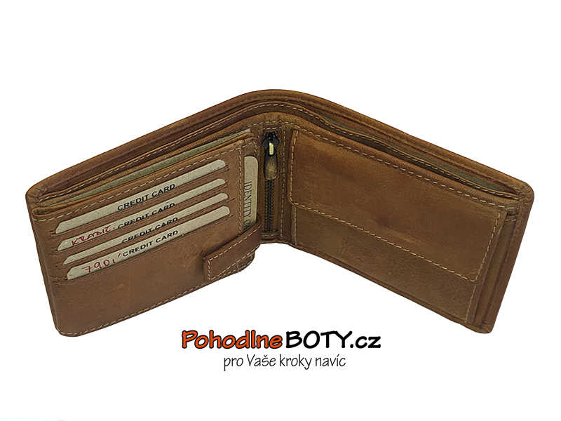 Pánská kožená hnědá peněženka s ražbou kapr 12005