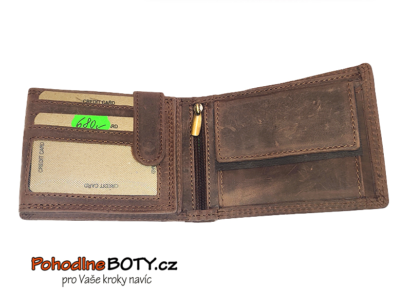 Pánská kožená tm.hnědá peněženka 131 s ražbou motorka