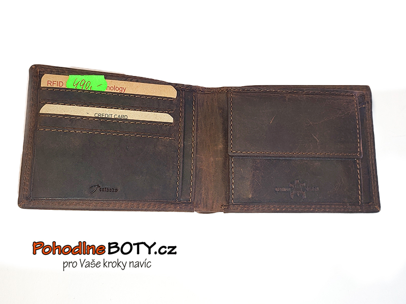 Pánská kožená hladká tm.hnědá peněženka malá 135 Hunter