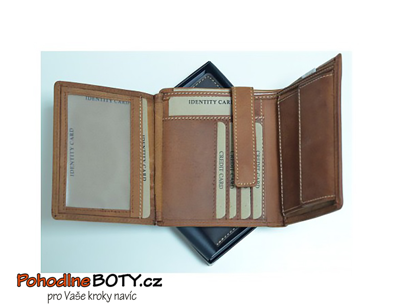Pánská kožená tmavě hnědá peněženka hladká 12009