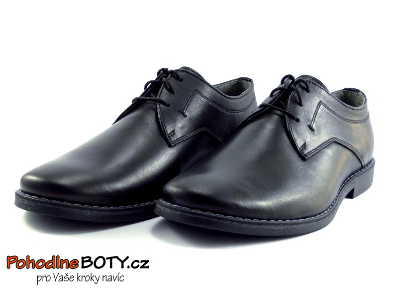 Elegantní pánské polobotky kožené černé Selma 12M1702