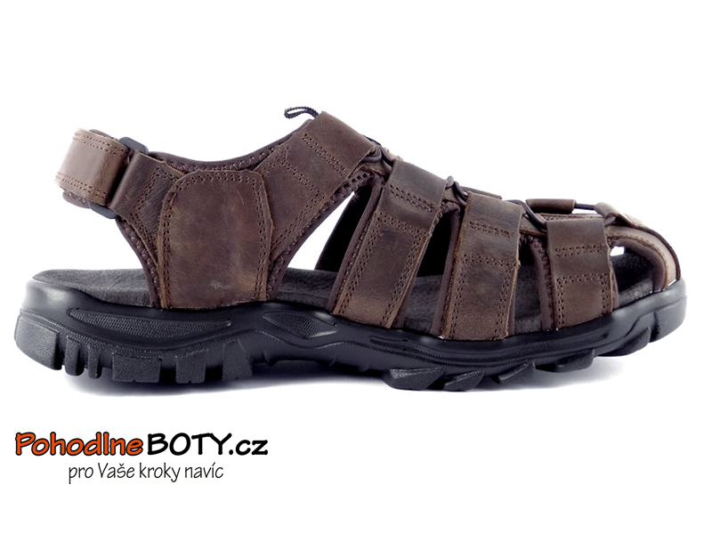 Pánské sandále nadměrné hnědé suchý zip Selma MR-20323