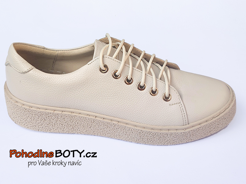 Dámské kožené boty Aldex krémové platforma