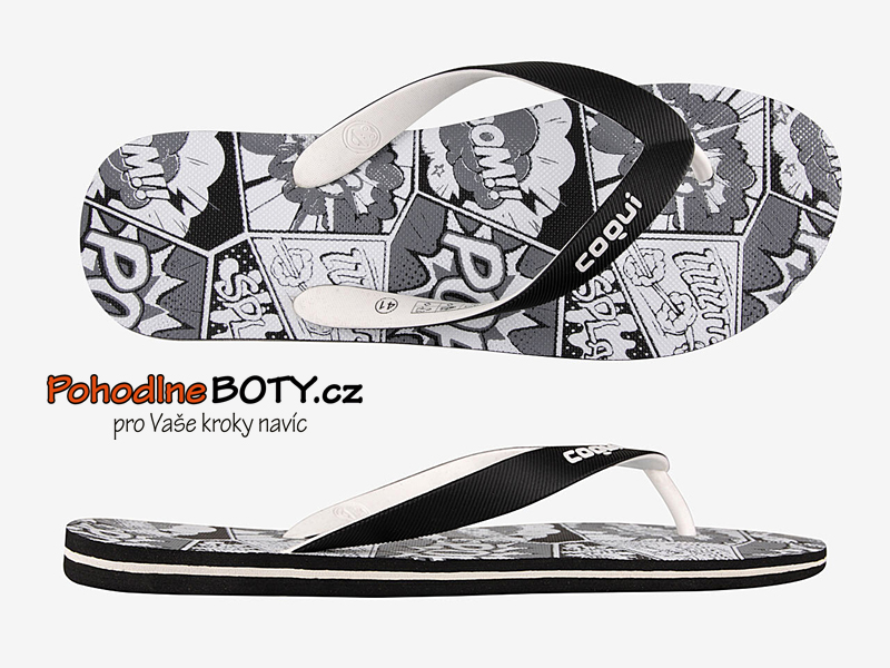 Pánské žabky Coqui Kare komiks černo-šedé