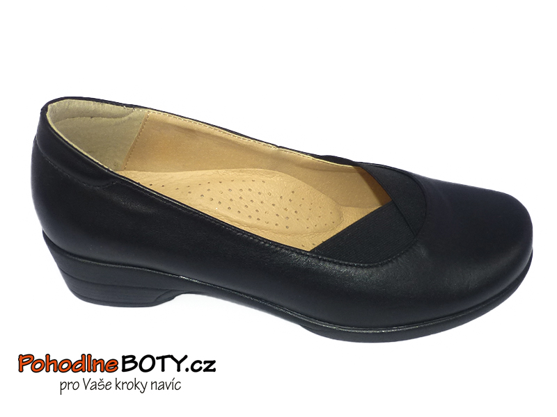 Dámské kožené mokasíny na klínku černé Aldex 1738
