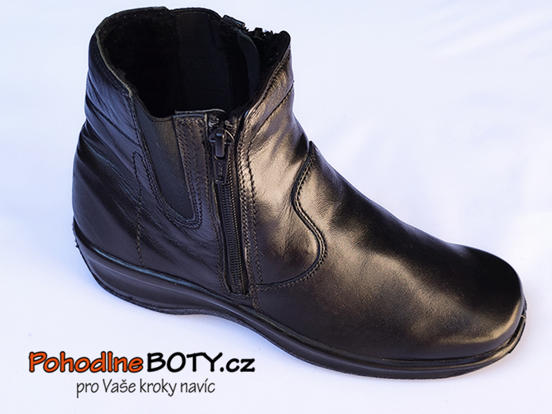 Dámské kožené kotníkové boty černé Aurelia PD-20207