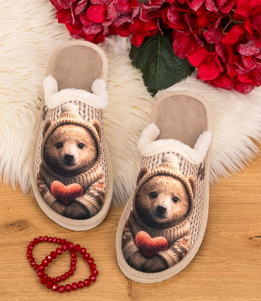 Domácí pantofle Natural Style s měkkou stélkou méďa