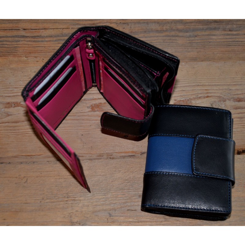 Dámská kožená peněženka černrůžová 3002