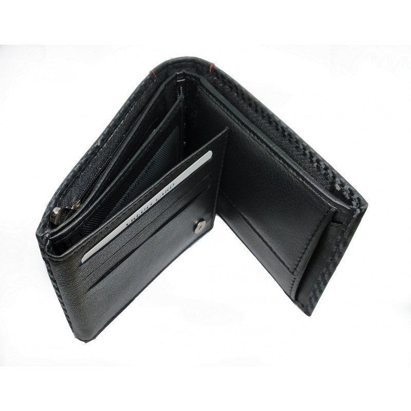 Pánská kožená černá peněženka proužek 4501