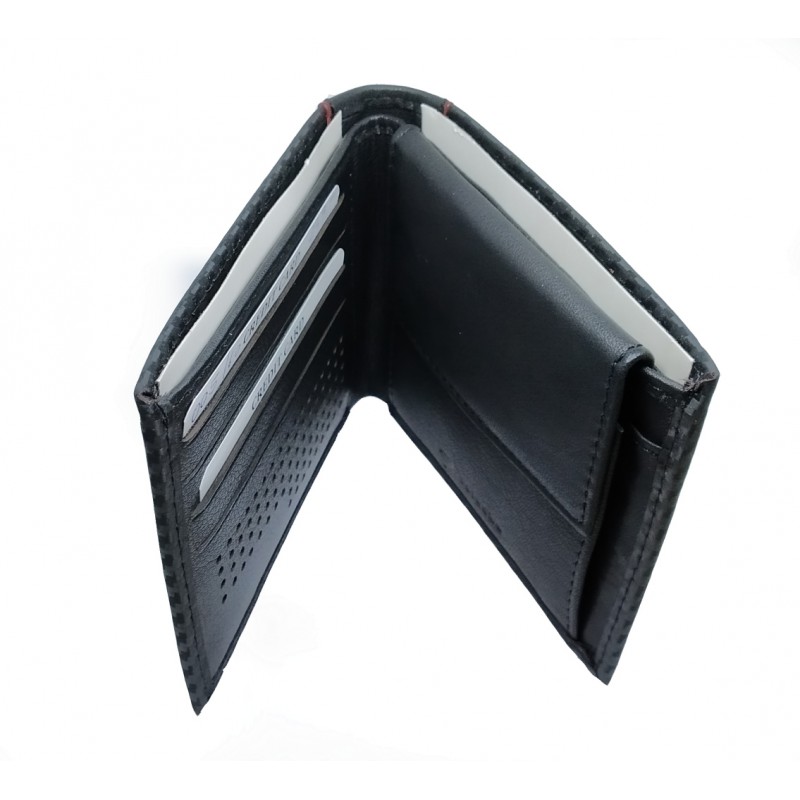 Pánská kožená černá peněženka proužek úzká  005