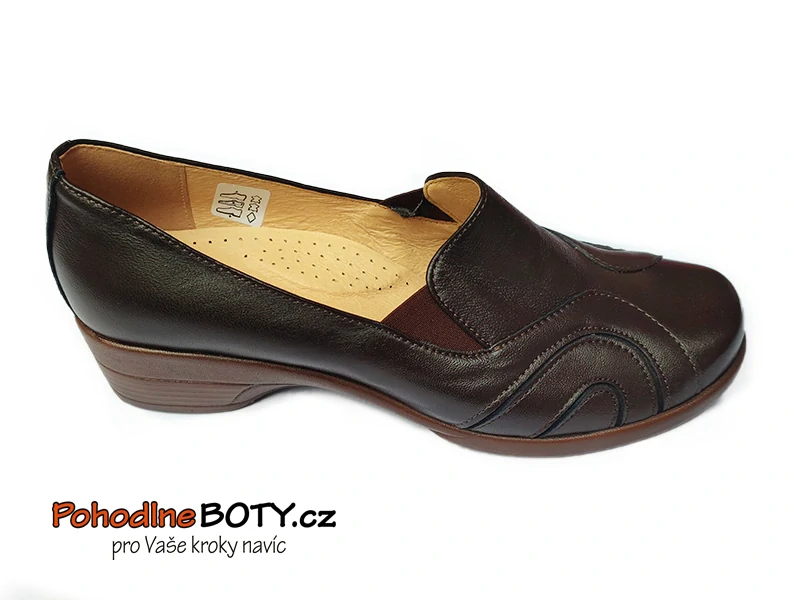 Dámské kožené hnědé mokasíny širší střih Aldex 1455