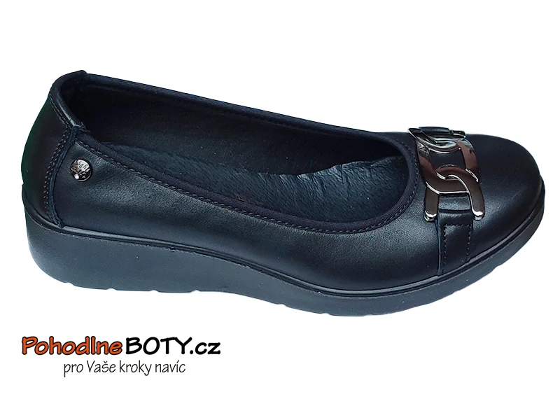 Dámské pohodlné černé baleríny šíře H Imac 211480