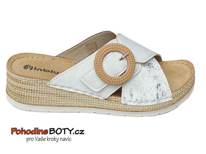 Dámské letní nazouváky Inblu na klínku krémové