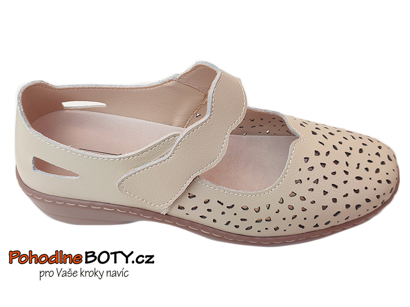 Dámské širší pohodlné baleríny Aurelia LR-31292 krémové