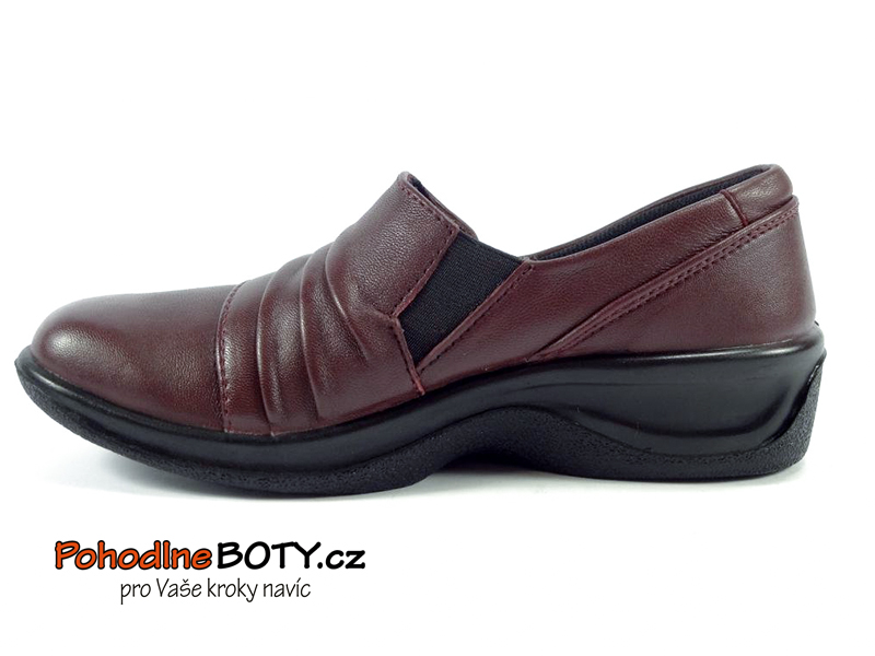 Dámské kožené polobotky Aurelia bordó PD-81