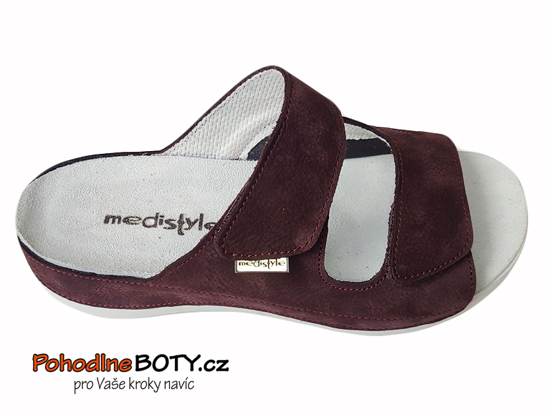 Zdravotní pantofle Medistyle Šarlota vínové široké - hallux