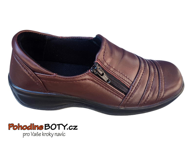 Dámské kožené polobotky vínové širší Aurelia PD1917