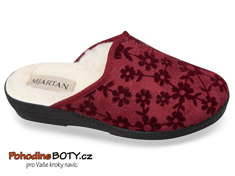 Dámské pohodlné pantofle s kožíškem Mjartan vínové 8057 C70