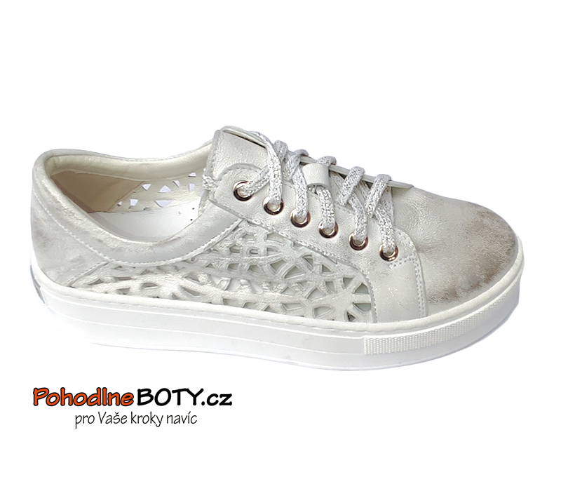 Dámské komfortní tenisky De Plus 0603 bílo-zlaté