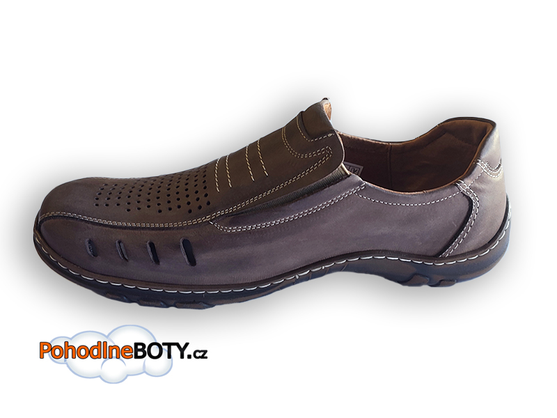 Kožené pánské mokasíny širší střih hnědé  Aldex