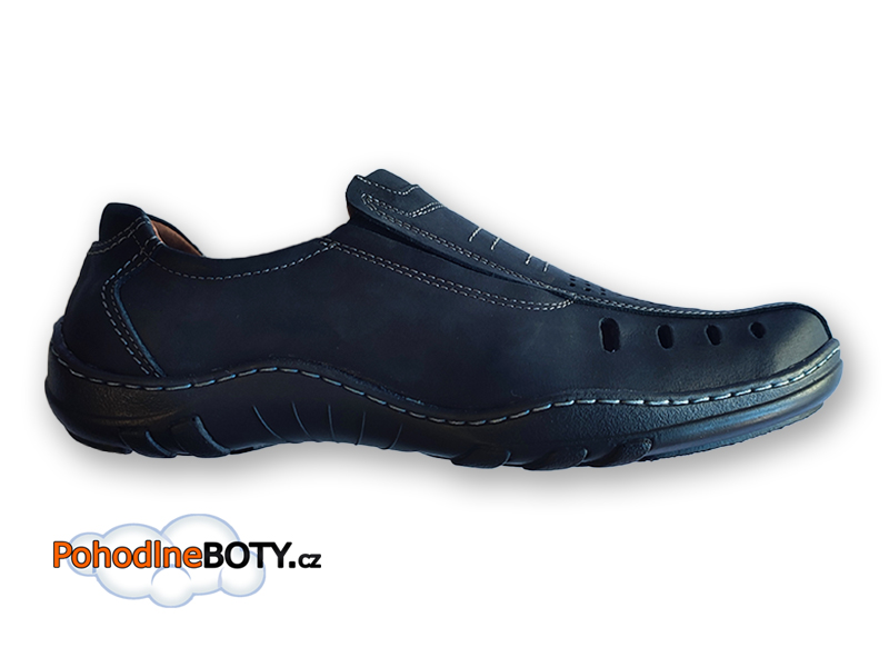 Kožené pánské mokasíny širší střih černé Aldex 506