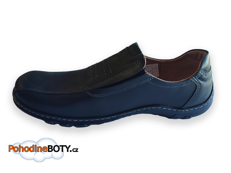 Kožené pánské mokasíny širší střih černé Aldex