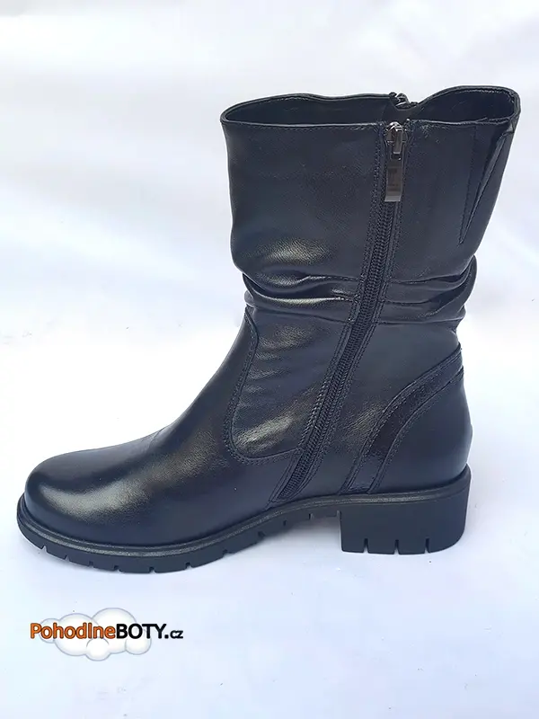 Dámské kožené širší polokozačky na klínku černé Aldex